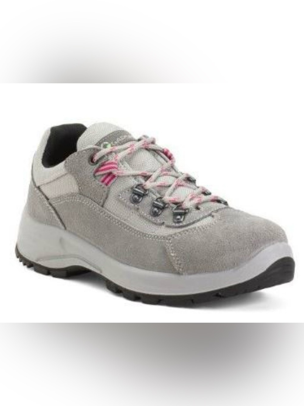 Women's Gray Suede Athletic Shoe with Pink Accents